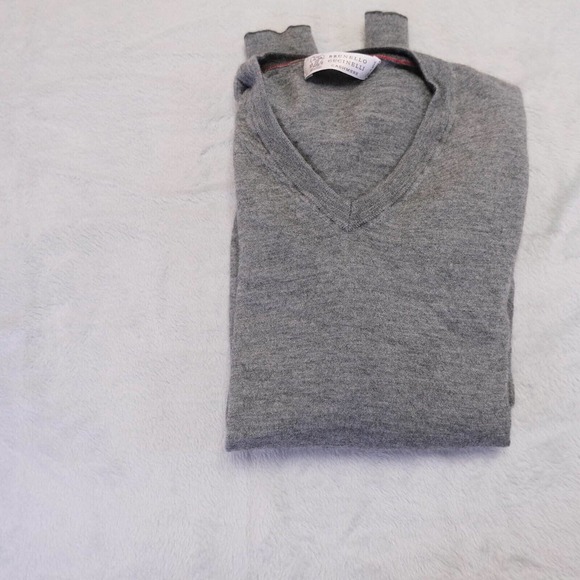 Brunello Cucinelli Womens sweater M 100% Cashmere Made In Italy Right Knit Grey - Picture 3 of 11